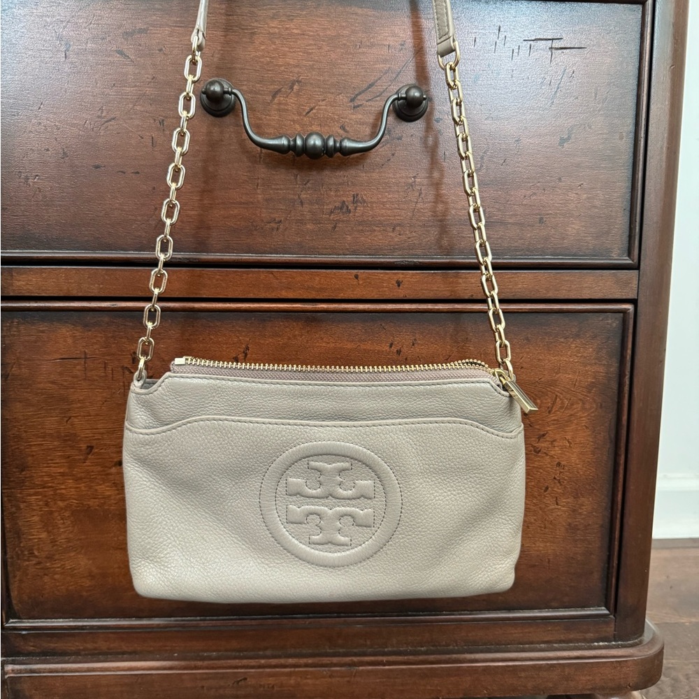Tory Burch Taupe Leather Crossbody Bag
